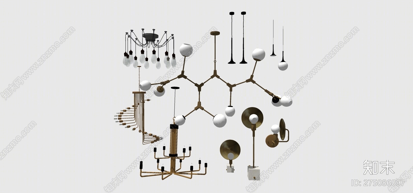 现代风格灯具组合SU模型下载【ID:275086097】