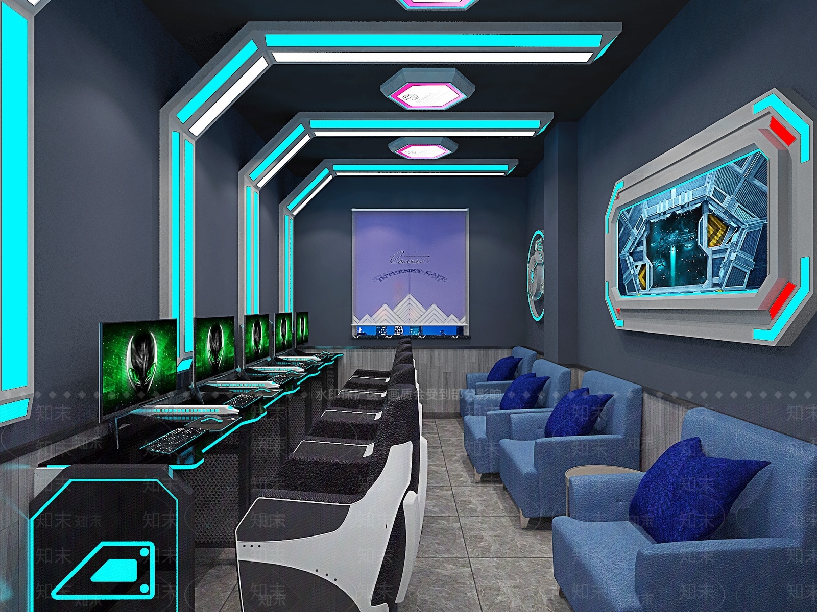现代风格网吧3D模型下载【ID:975092264】