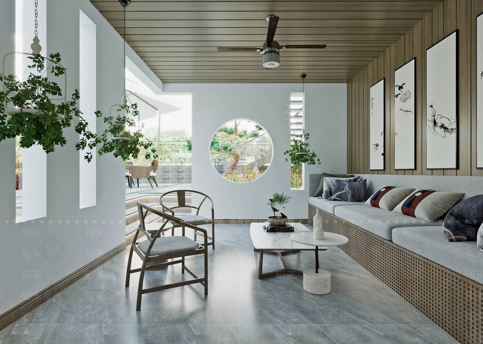 新中式花园楼顶3D模型下载【ID:275093312】