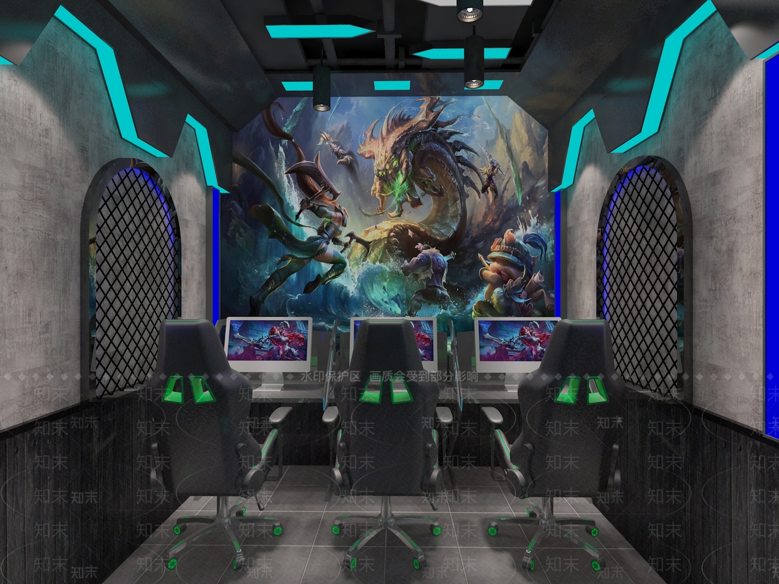现代网吧包间3D模型下载【ID:975093206】