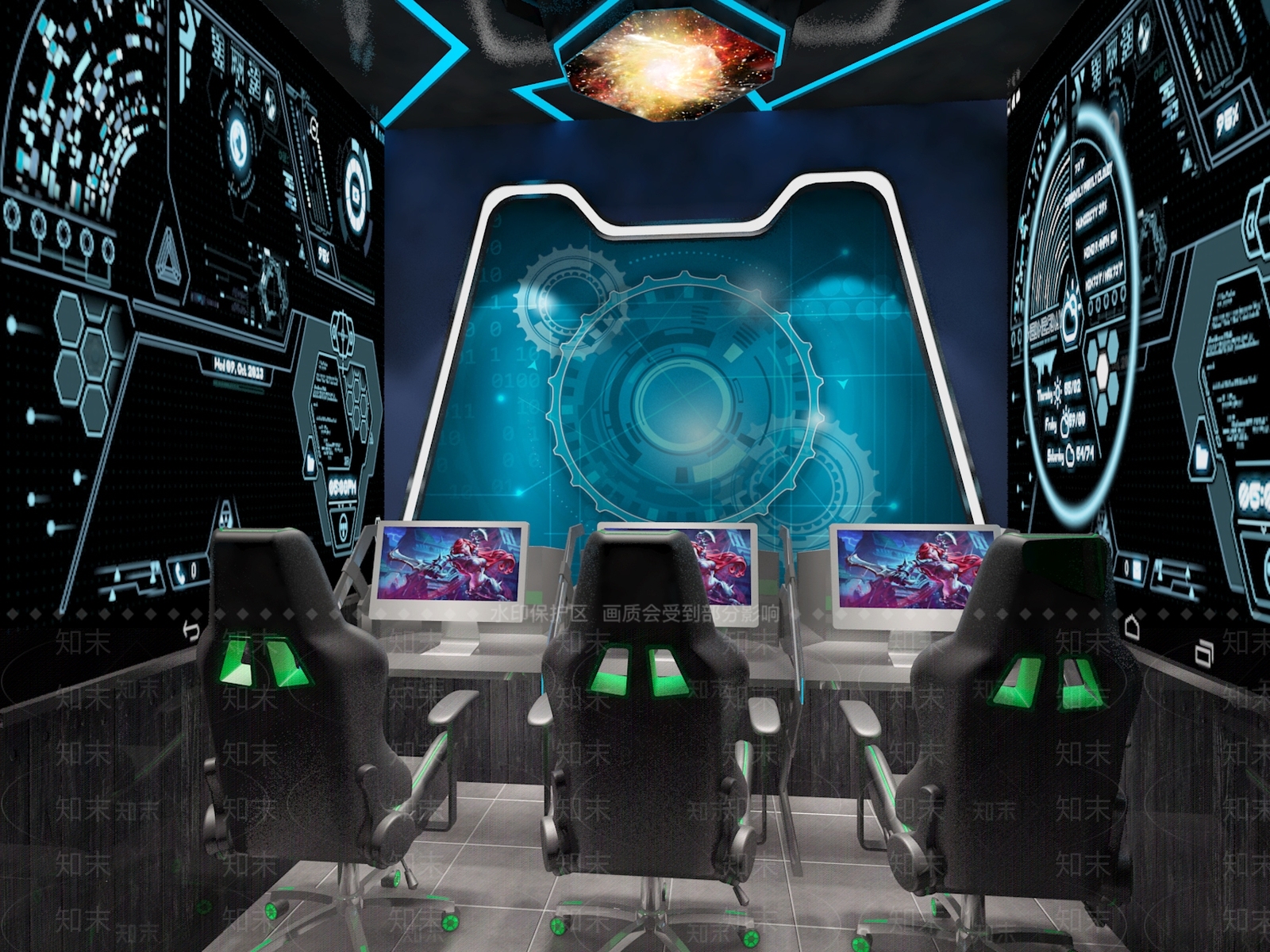 现代网吧包间3D模型下载【ID:975093206】