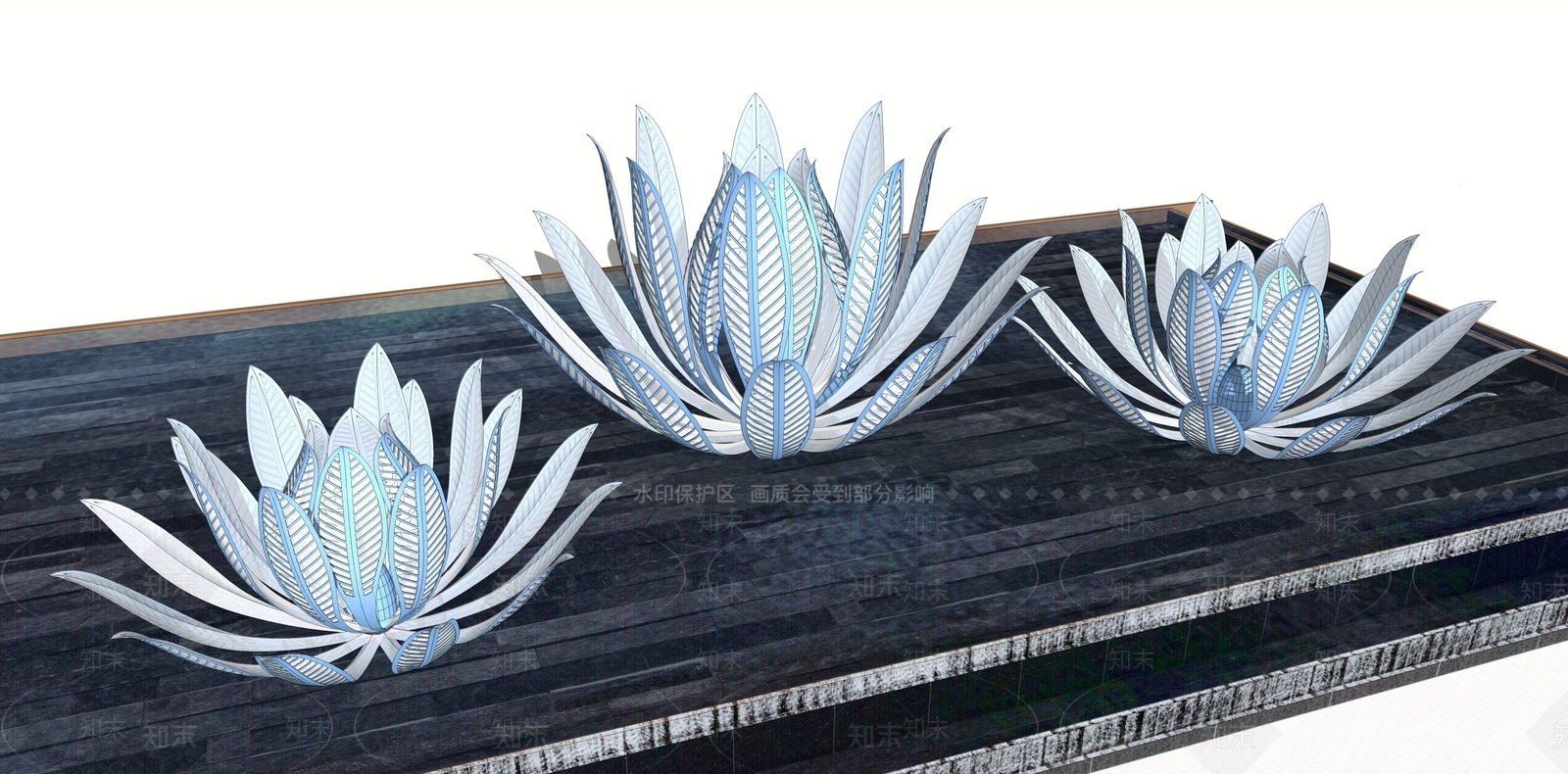 现代风格花朵雕塑小品SU模型下载【ID:675110644】