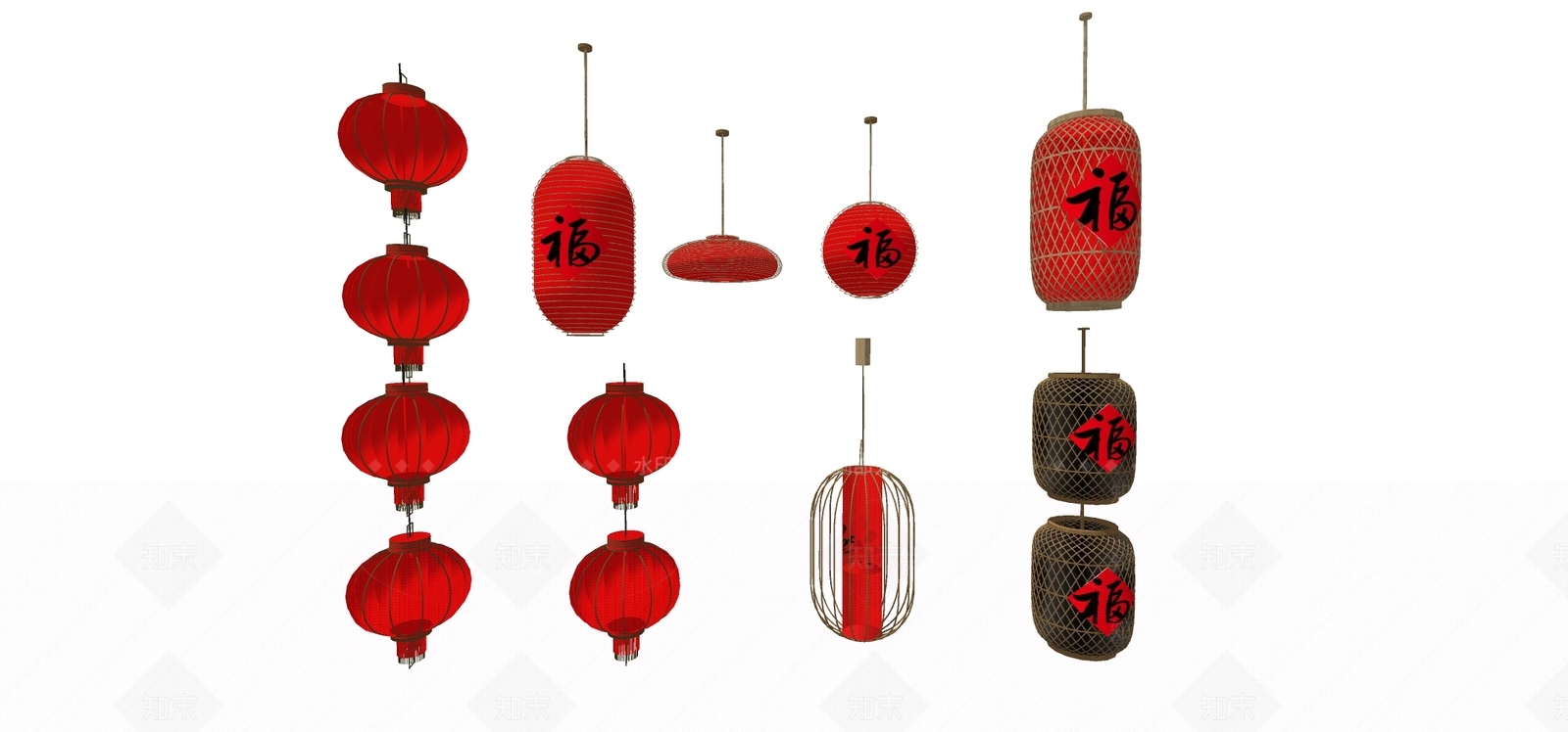 中式风格灯笼SU模型下载【ID:775110939】