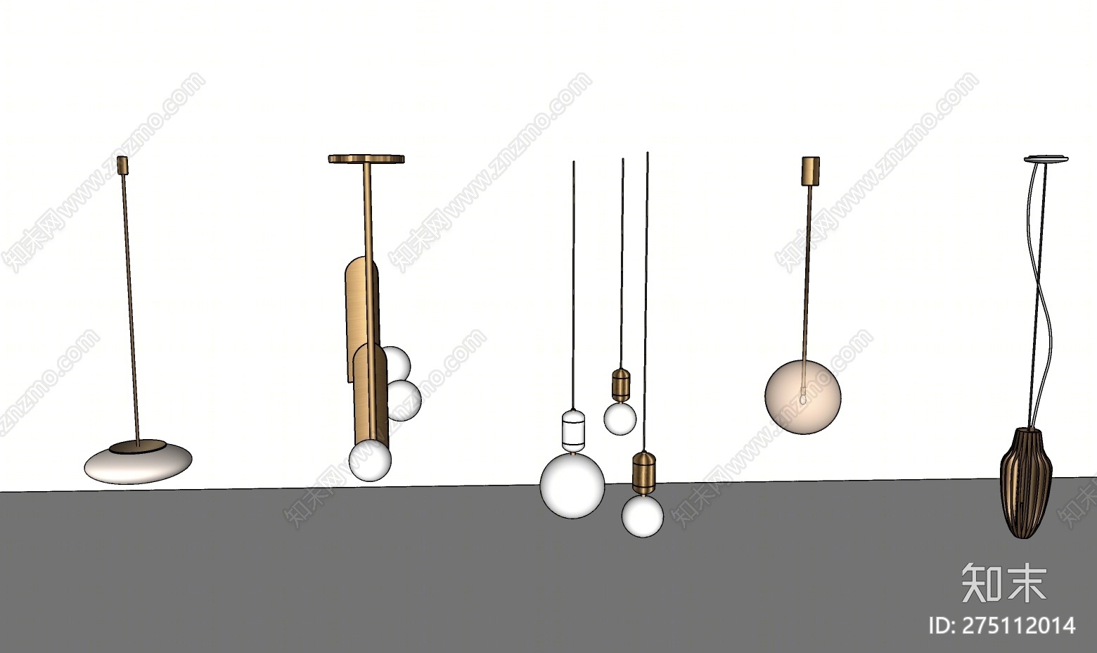 现代风格灯具组合SU模型下载【ID:275112014】
