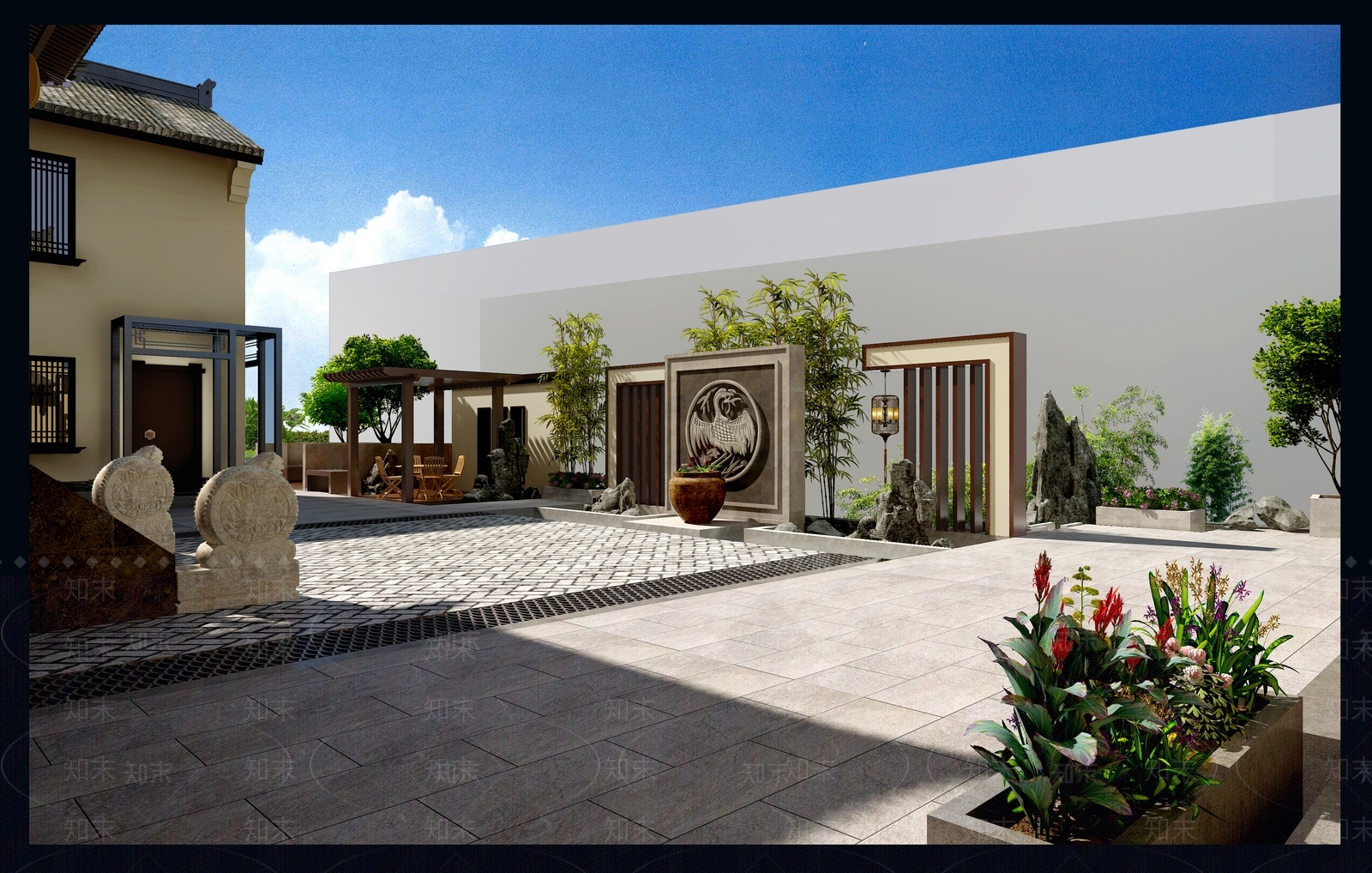 新中式民宿外观3D模型下载【ID:975119693】