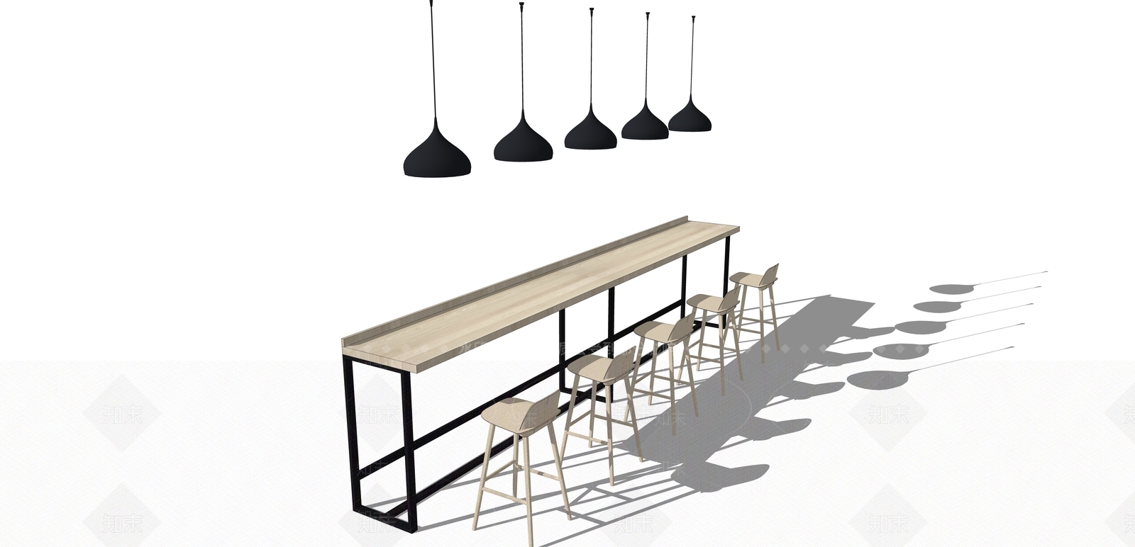 现代风格吧台吧椅SU模型下载【ID:975120347】