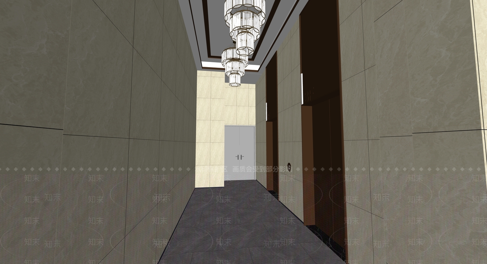 现代风格酒店玄关过道SU模型下载【ID:975121462】