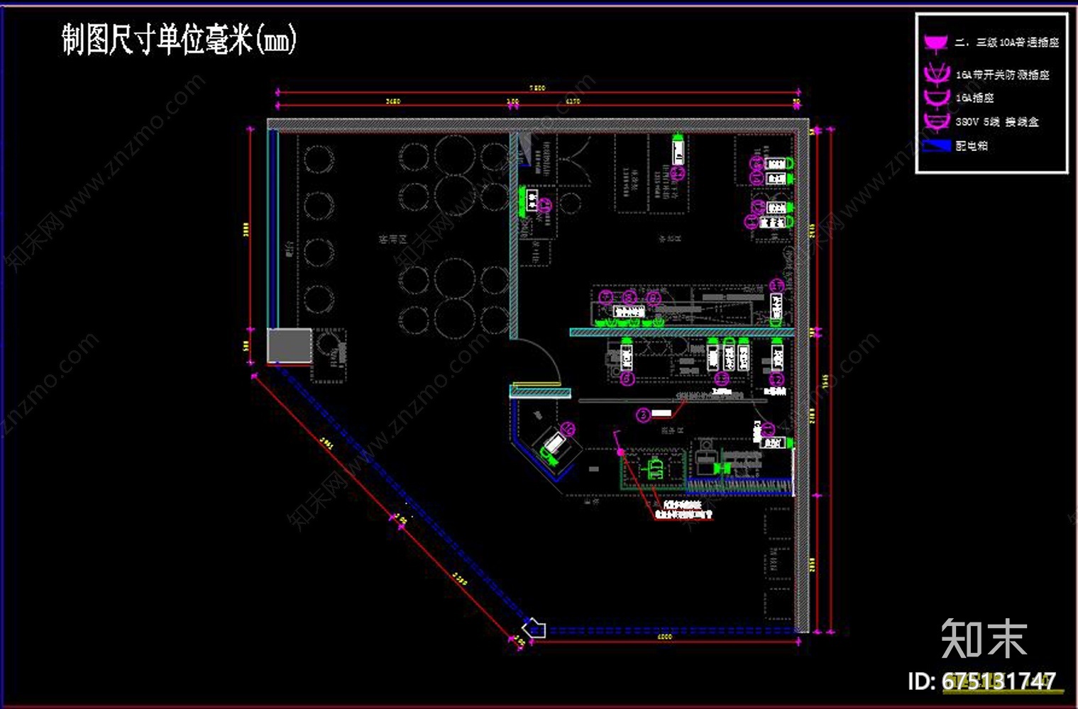 奶茶店CAD装饰cad施工图下载【ID:675131747】