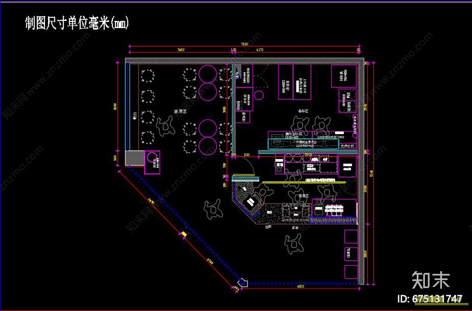 奶茶店CAD装饰cad施工图下载【ID:675131747】