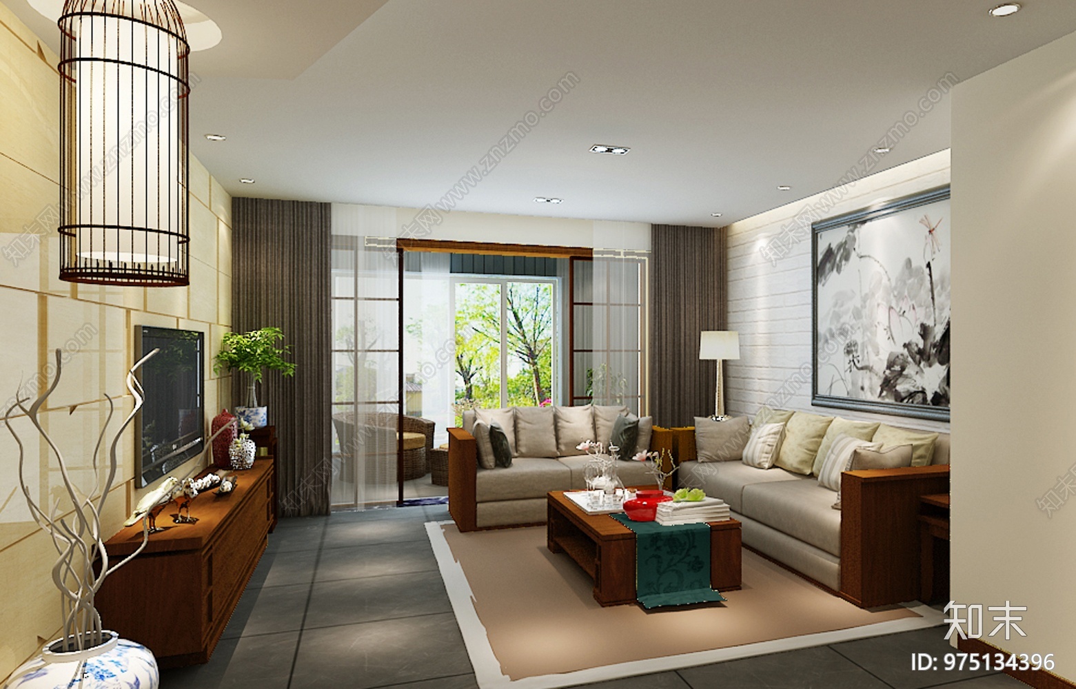 新中式家装施工图下载【ID:975134396】