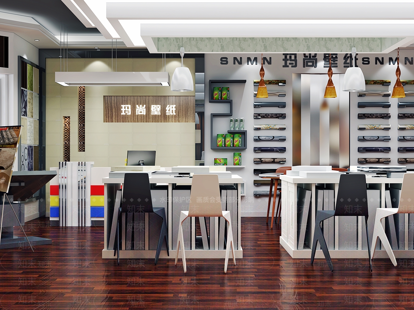 现代壁纸专卖店3D模型下载【ID:375135000】