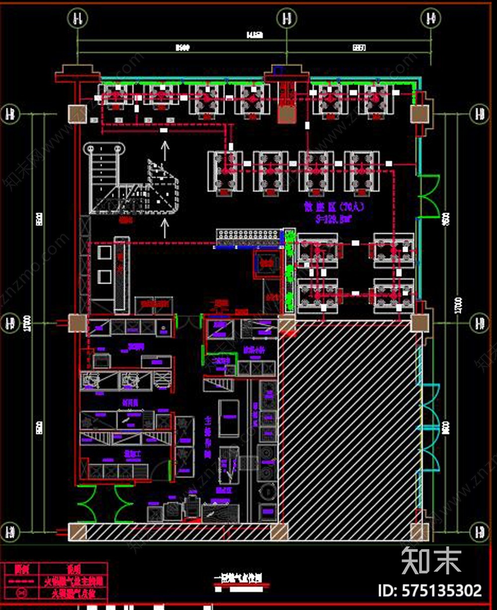 新中式火锅店装饰水电施工图下载【ID:575135302】
