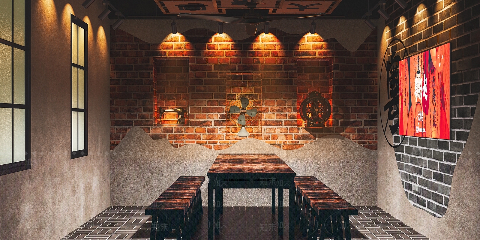 工业风烧烤大排档3D模型下载【ID:375155261】