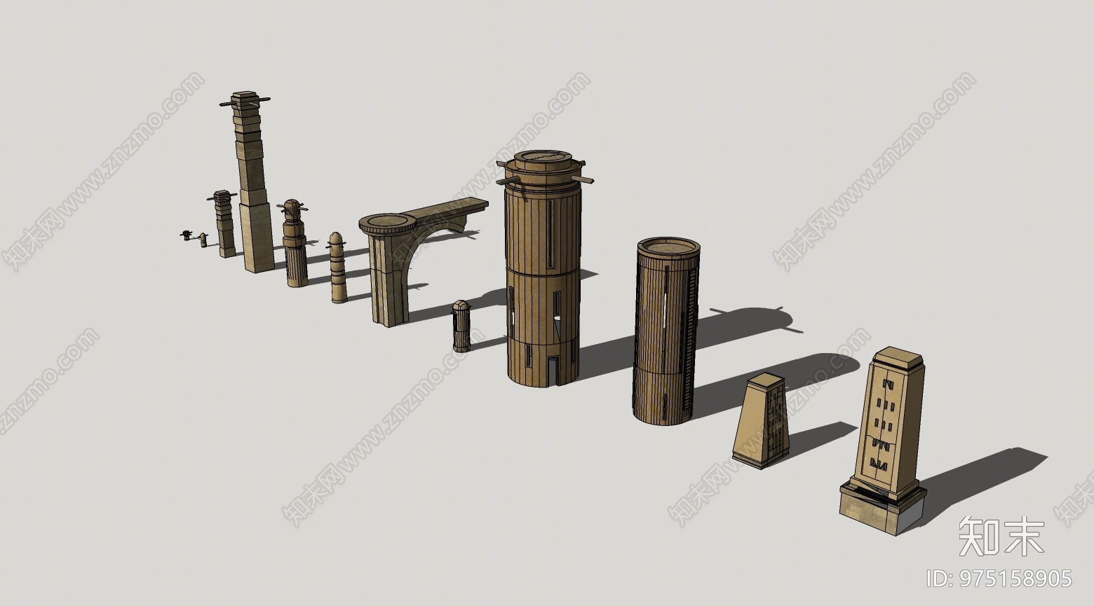 欧式风格罗马柱SU模型下载【ID:975158905】
