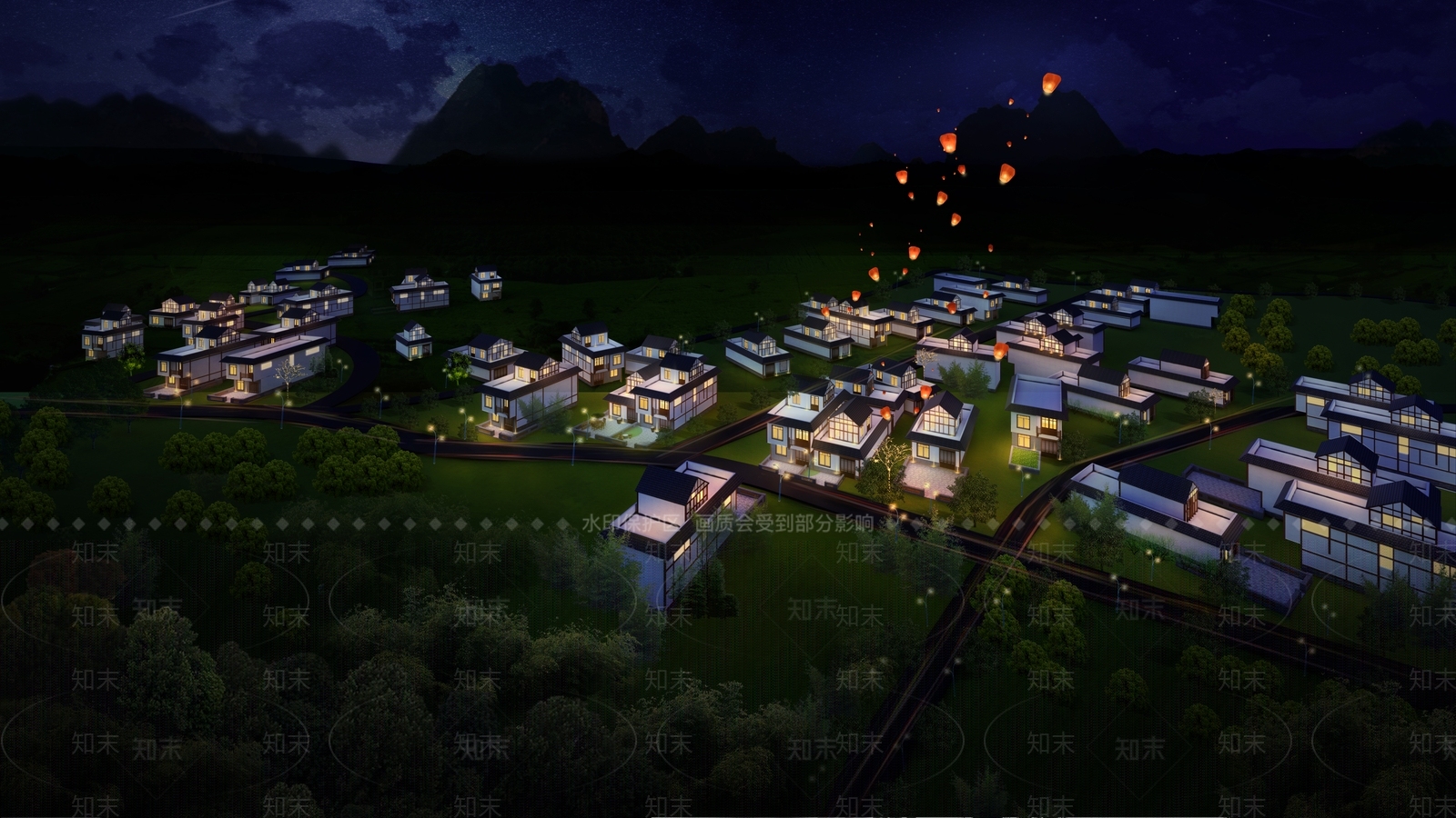 新中式风格乡村民房SU模型下载【ID:175185005】