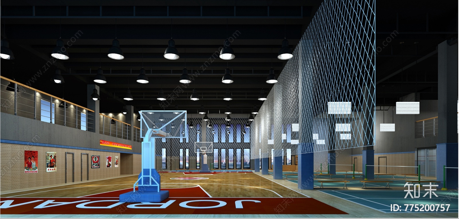 室内篮球馆施工图下载【ID:775200757】