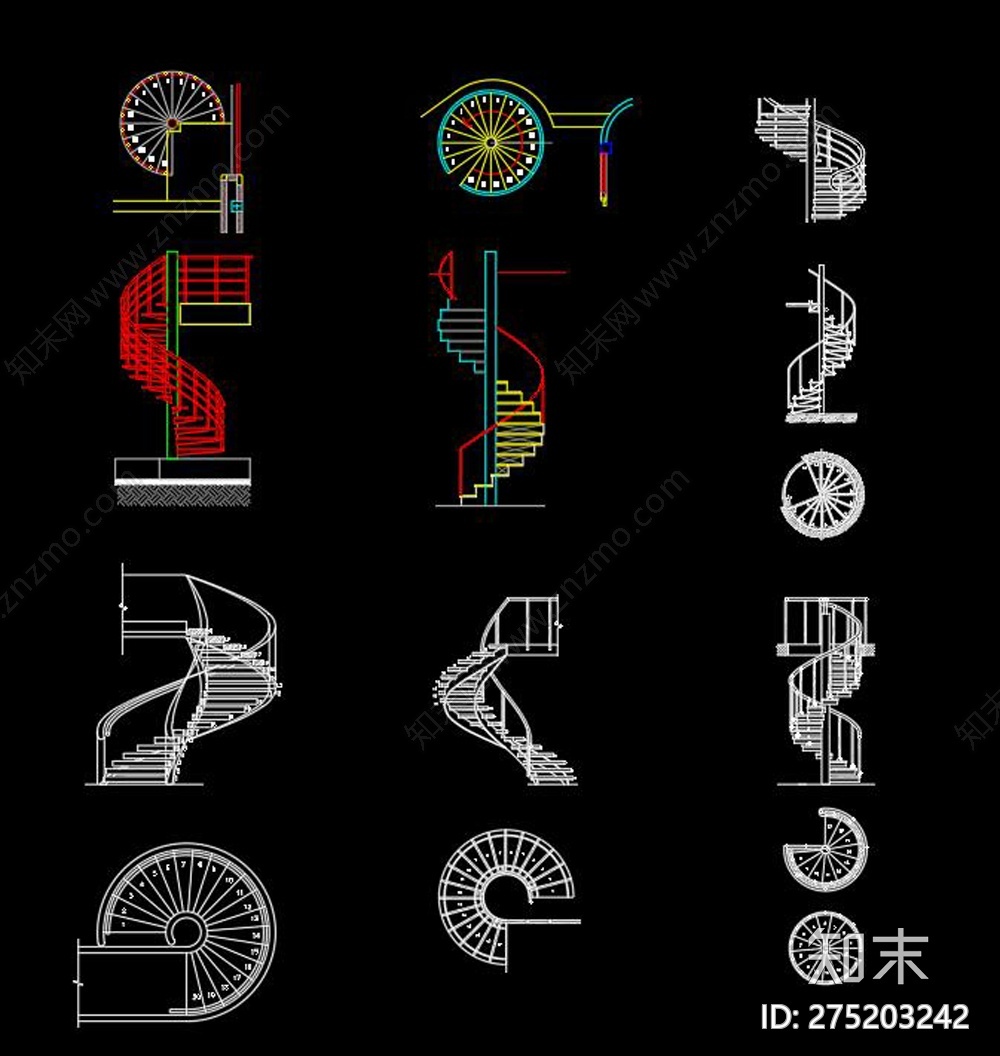 旋转楼梯CAD图纸施工图下载【ID:275203242】