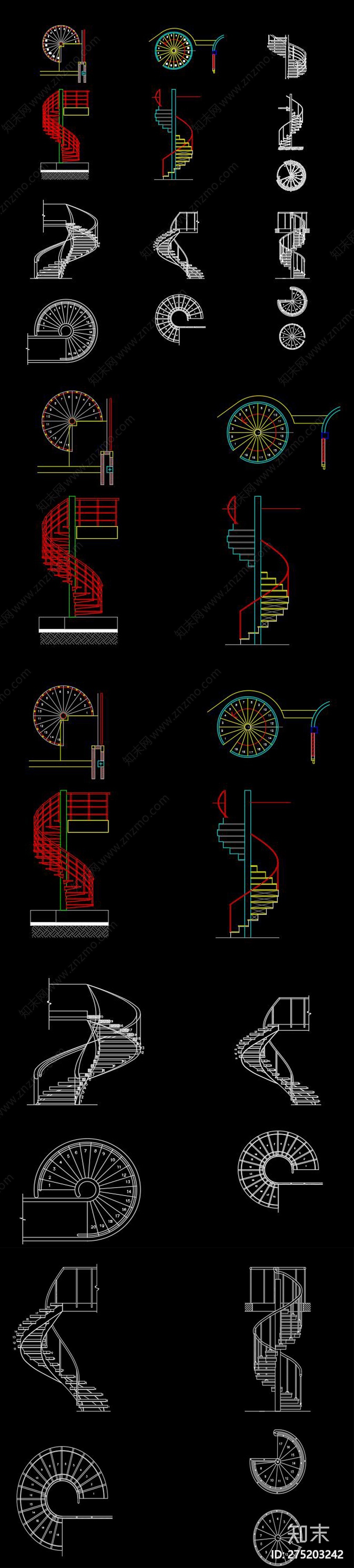 旋转楼梯CAD图纸施工图下载【ID:275203242】
