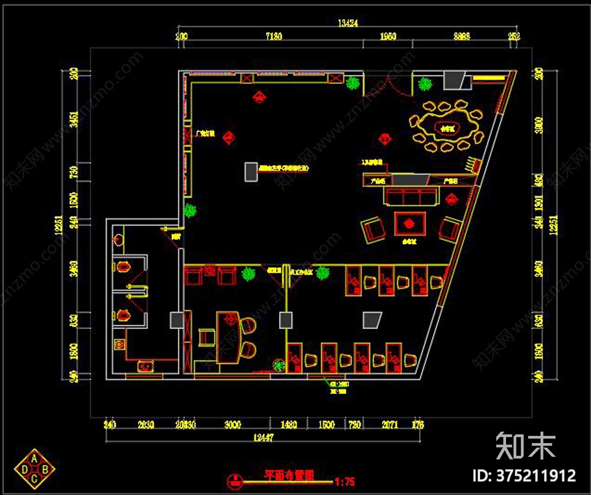 男士内衣店cad施工图下载【ID:375211912】