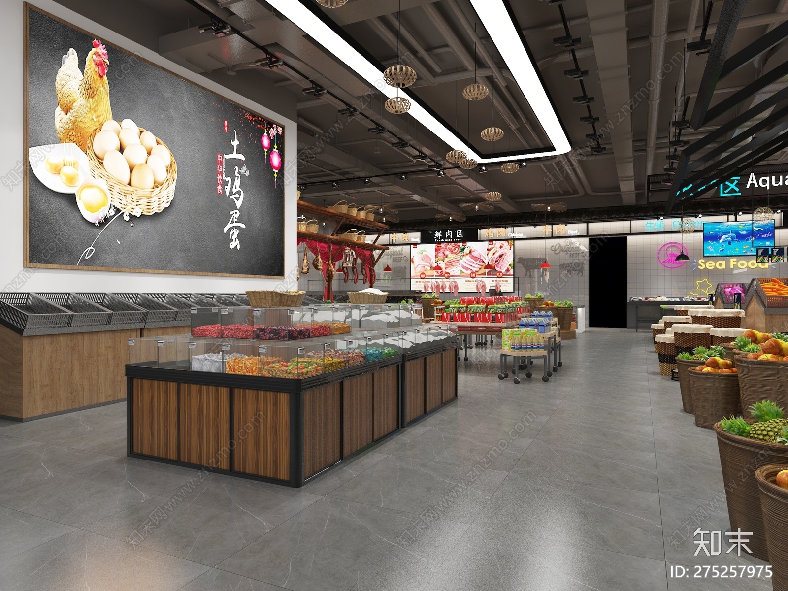 工业风水果店3D模型下载【ID:275257975】