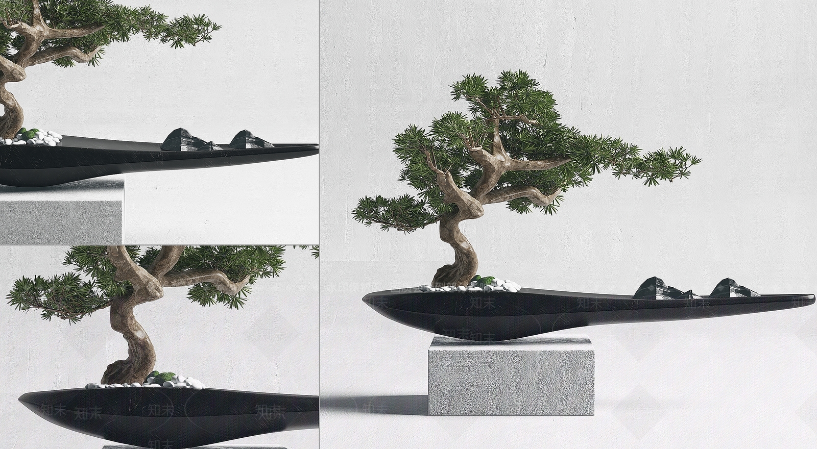 新中式玄关盆景3D模型下载【ID:375284816】