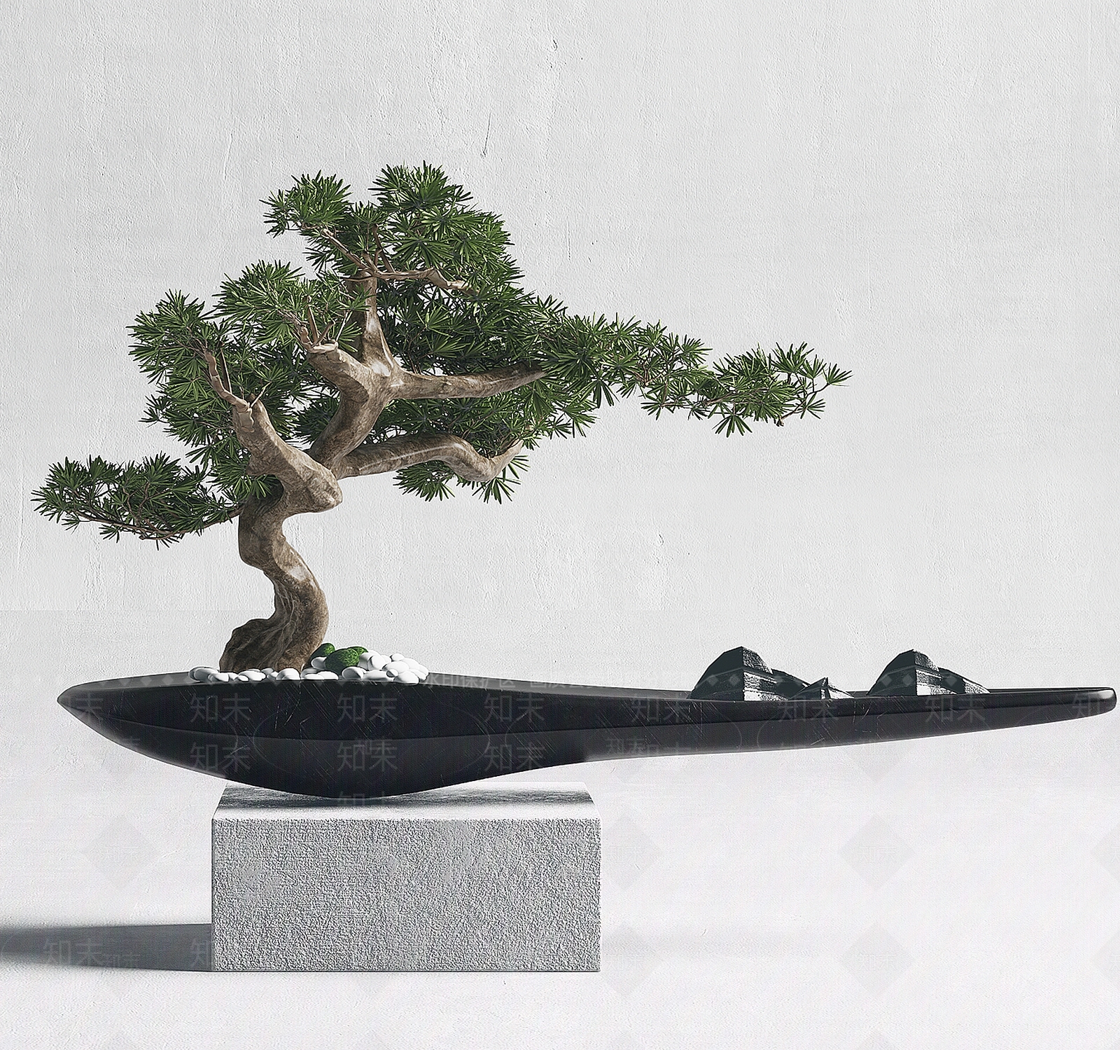 新中式玄关盆景3D模型下载【ID:375284816】
