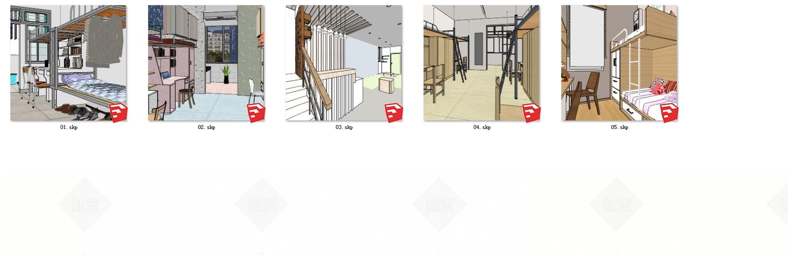 现代风格宿舍SU模型下载【ID:275295867】