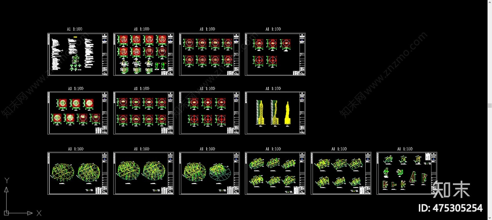柱网施工图下载【ID:475305254】