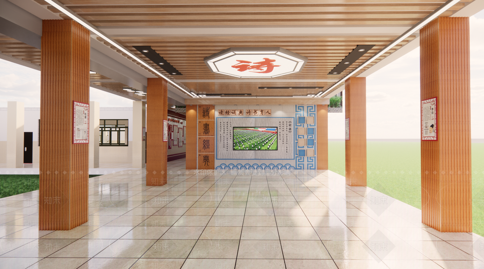 现代学校SU模型下载【ID:575324354】
