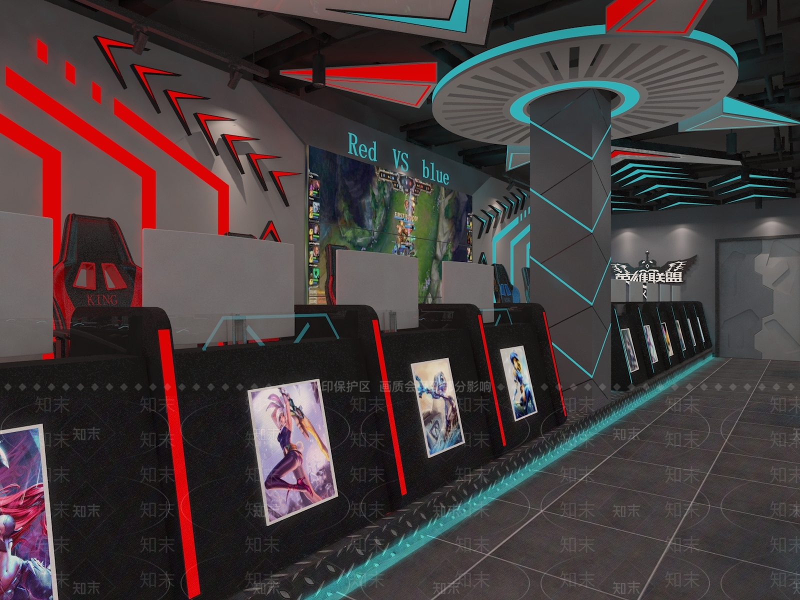 现代风格网咖3D模型下载【ID:975330271】