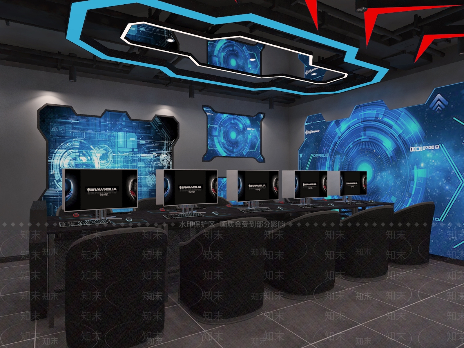 现代风格网咖3D模型下载【ID:975330271】