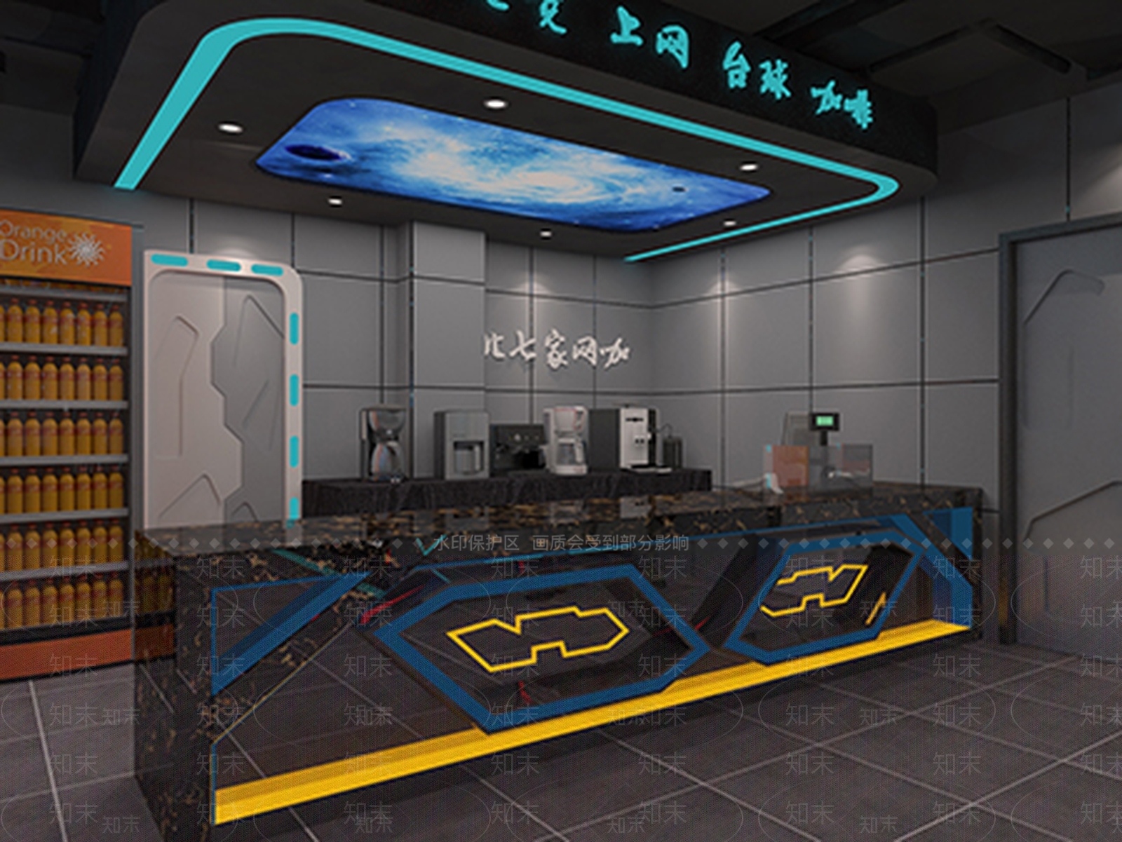 现代风格网咖3D模型下载【ID:975330271】