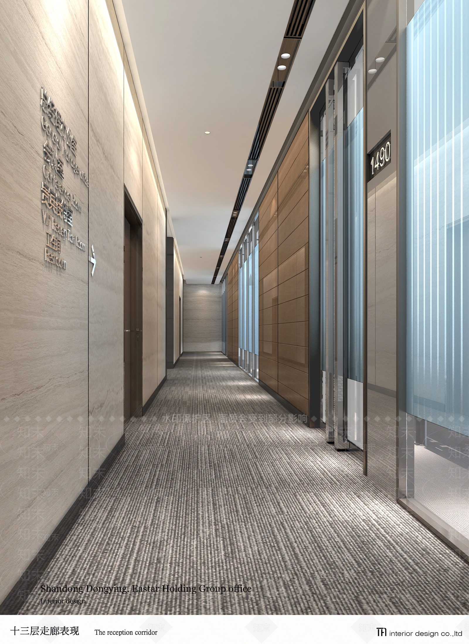 现代办公走廊3d模型下载