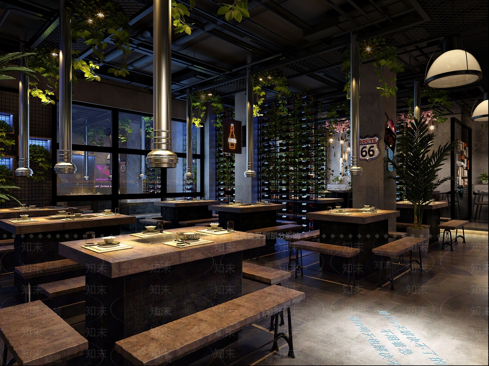 工业风火锅店3D模型下载【ID:1222011737】