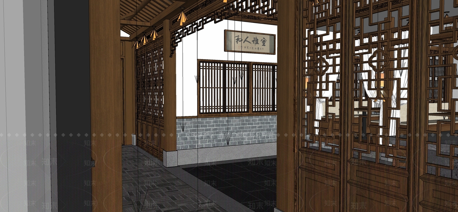 中式风格茶室SU模型下载【ID:275346939】