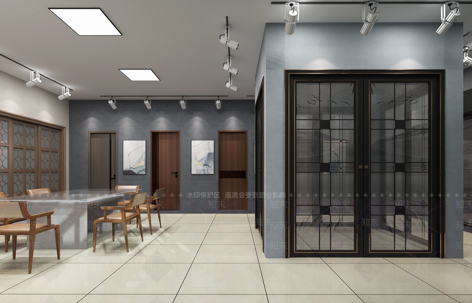 现代木门展厅3D模型下载【ID:375355614】