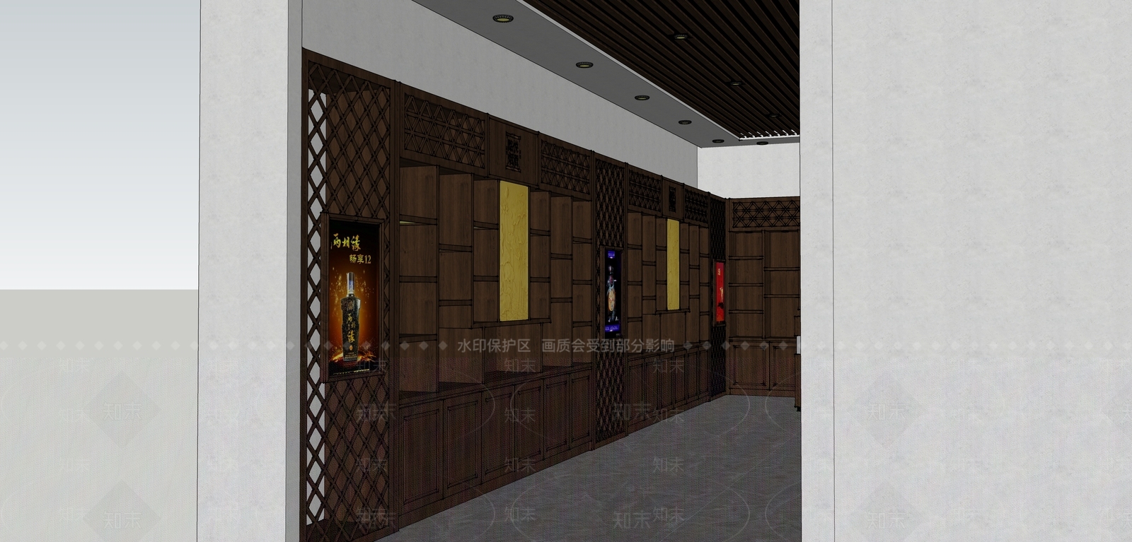 新中式风格烟酒茶叶SU模型下载【ID:575355938】