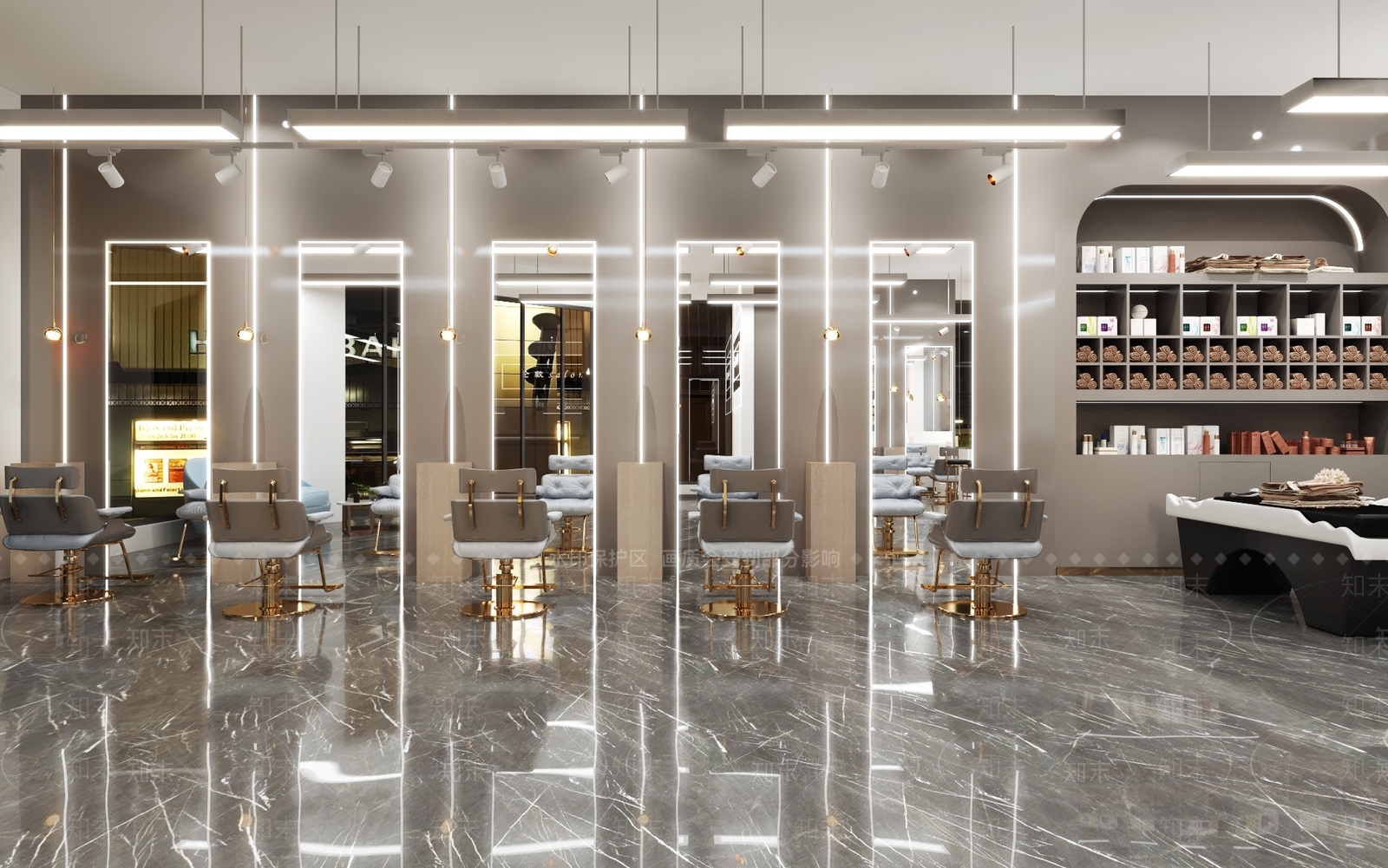 现代风格理发店3D模型下载【ID:975358505】