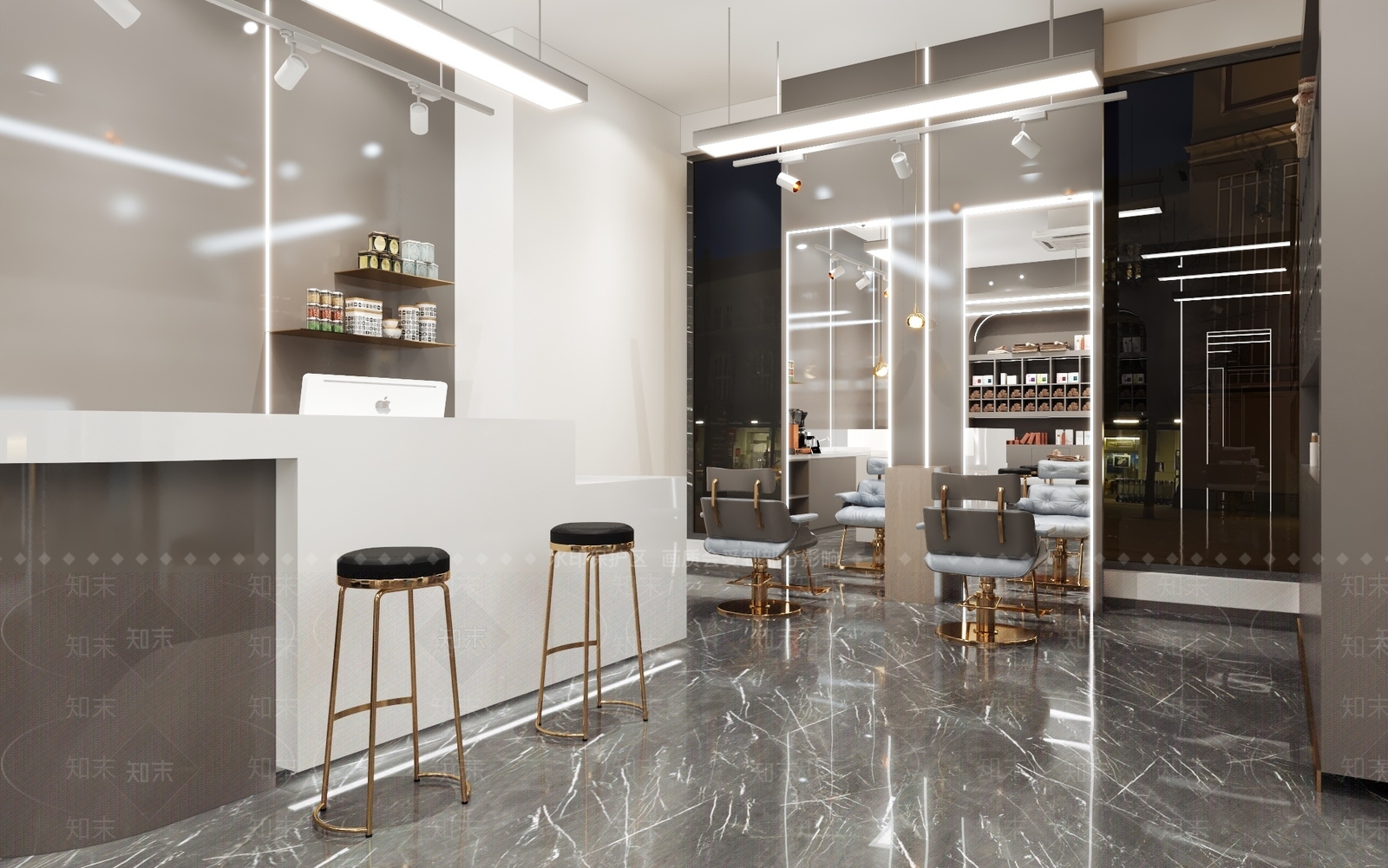 现代风格理发店3D模型下载【ID:975358505】