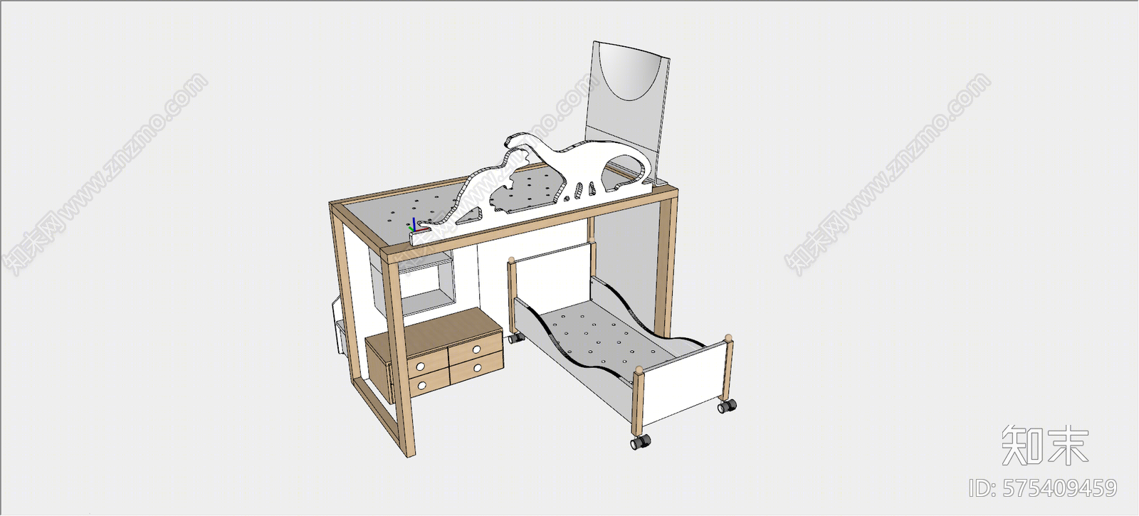 现代双层床SU模型下载【ID:575409459】