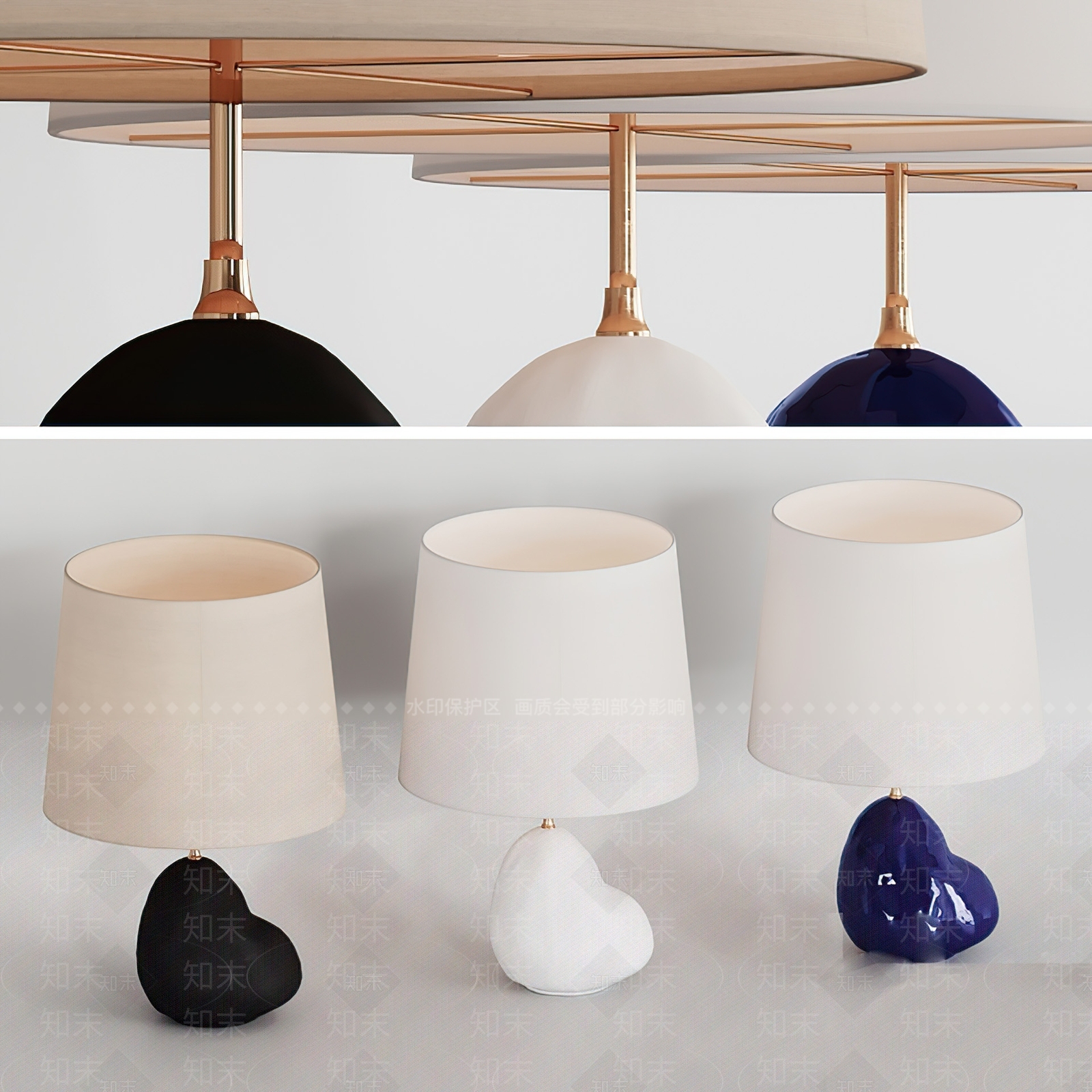 现代风格台灯3D模型下载【ID:675424183】