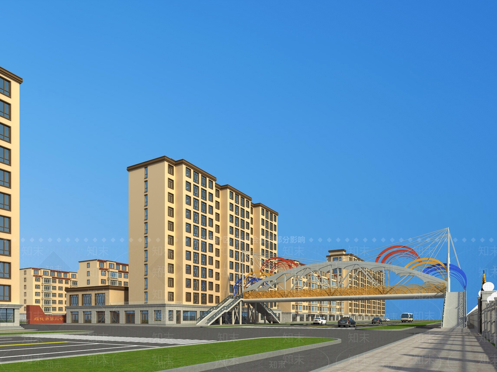 现代人行天桥3D模型下载【ID:975430121】