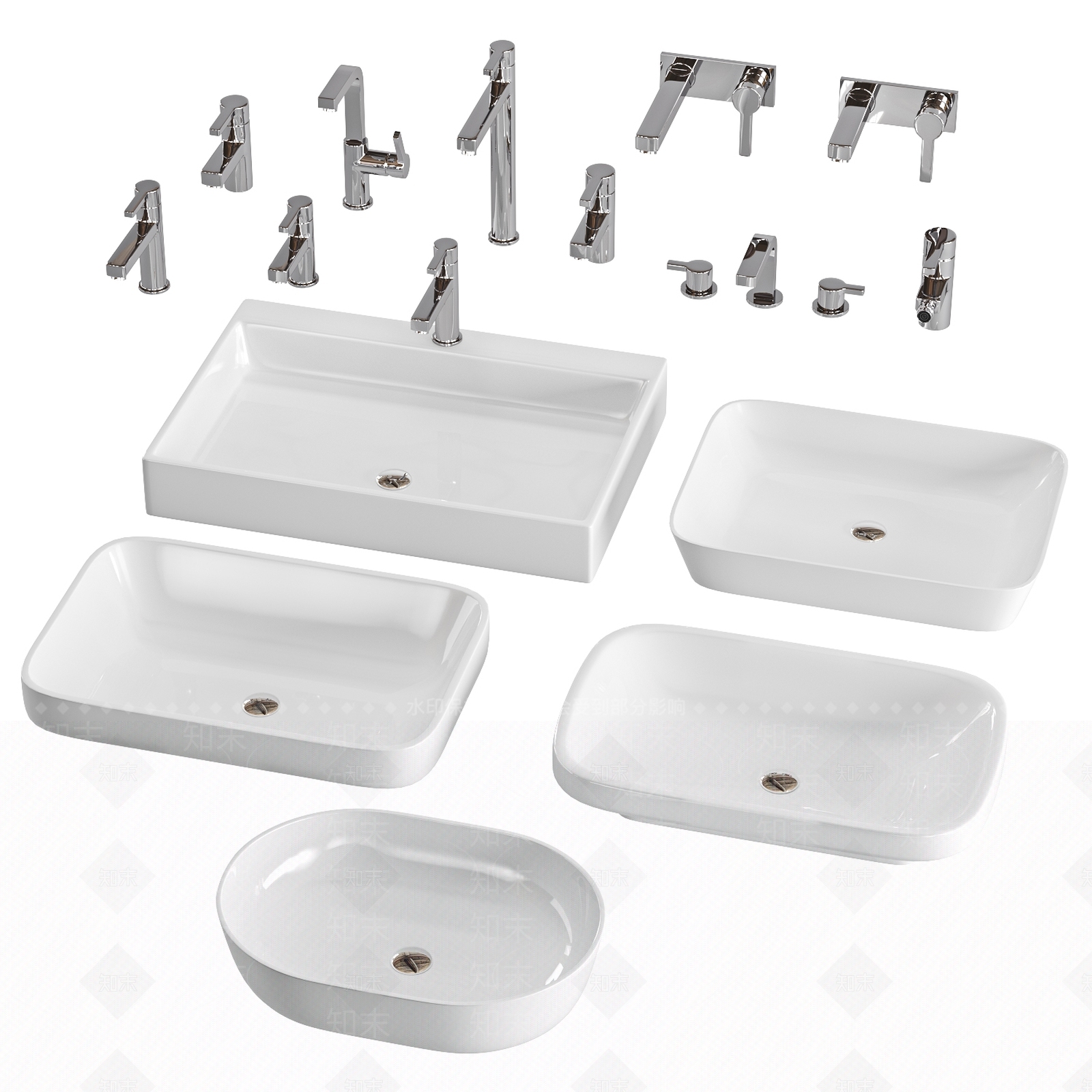 现代洗手池水龙头3D模型下载【ID:275443313】