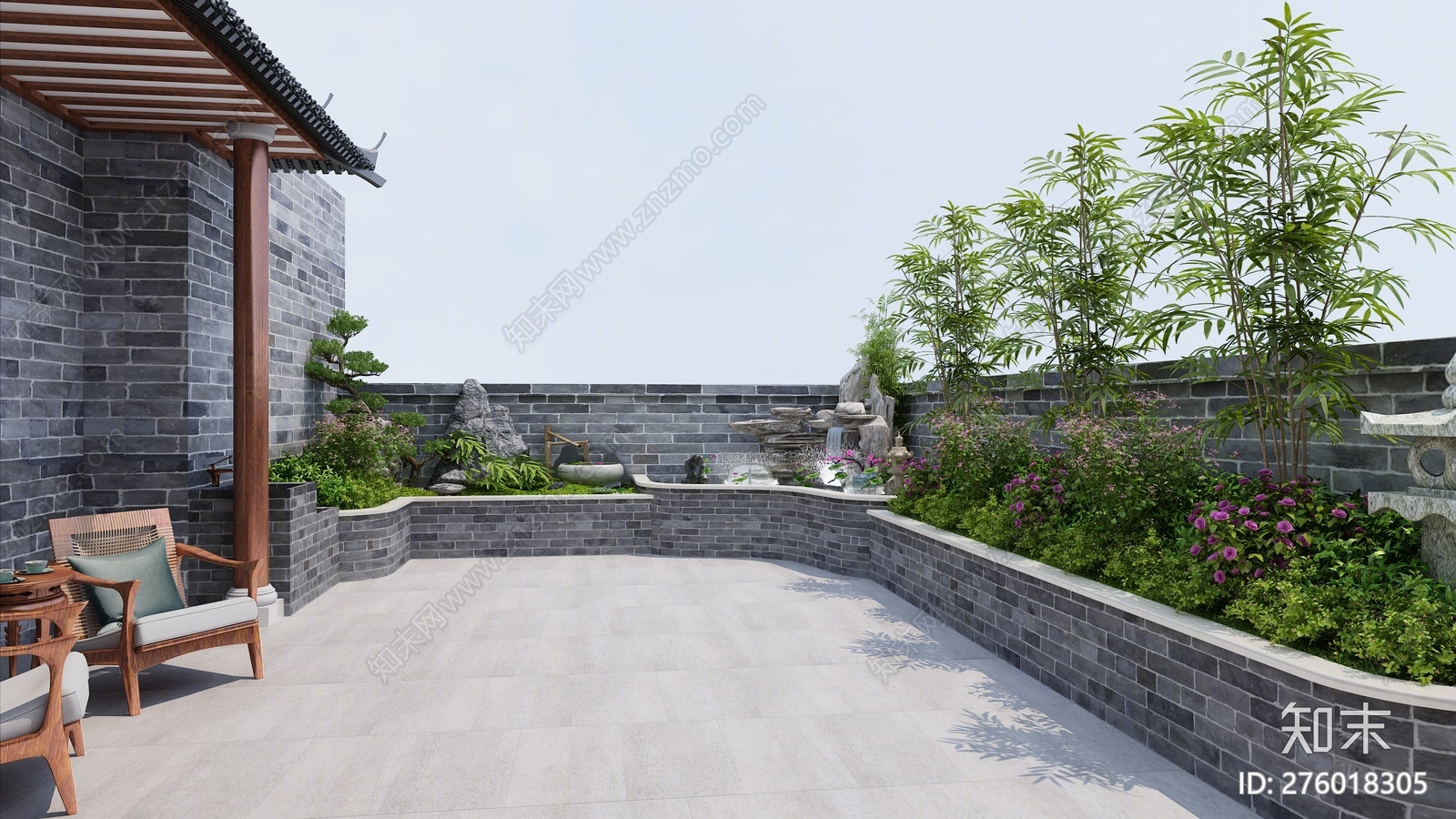 中式风格庭院3D模型下载【ID:276018305】