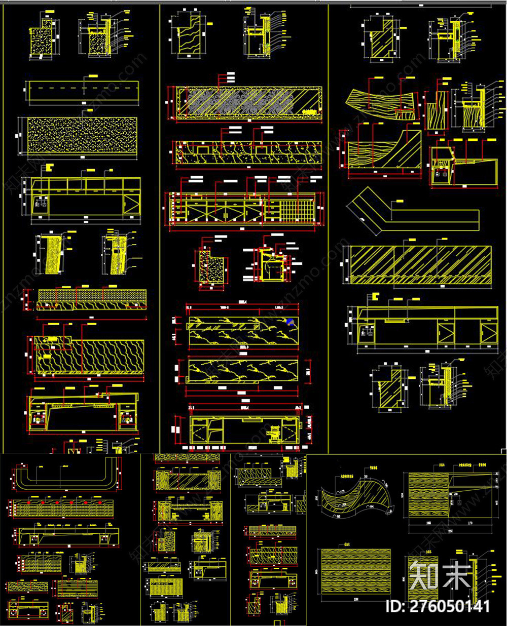 酒店接待台吧台CAD图块施工图下载【ID:276050141】
