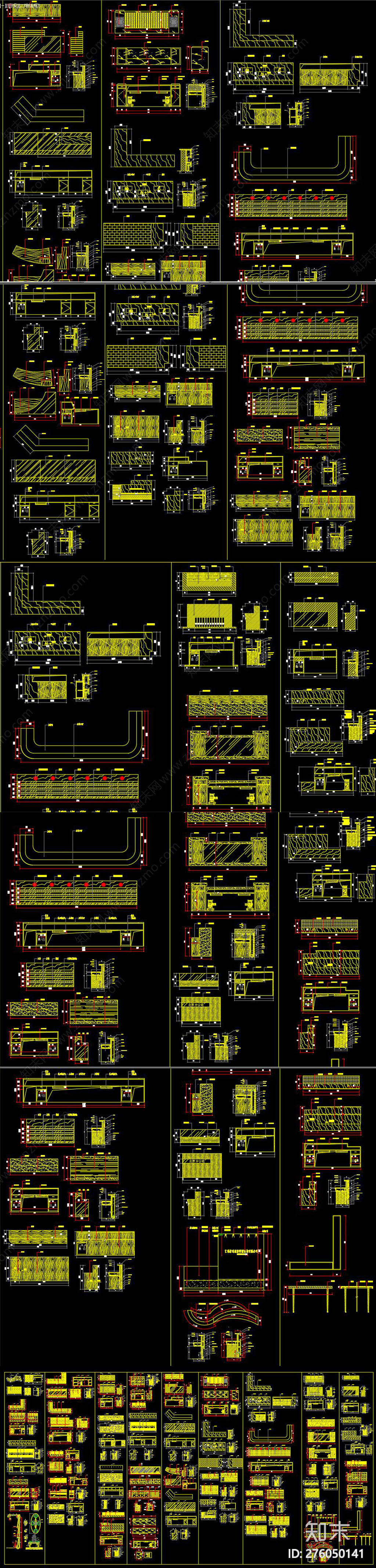 酒店接待台吧台CAD图块施工图下载【ID:276050141】