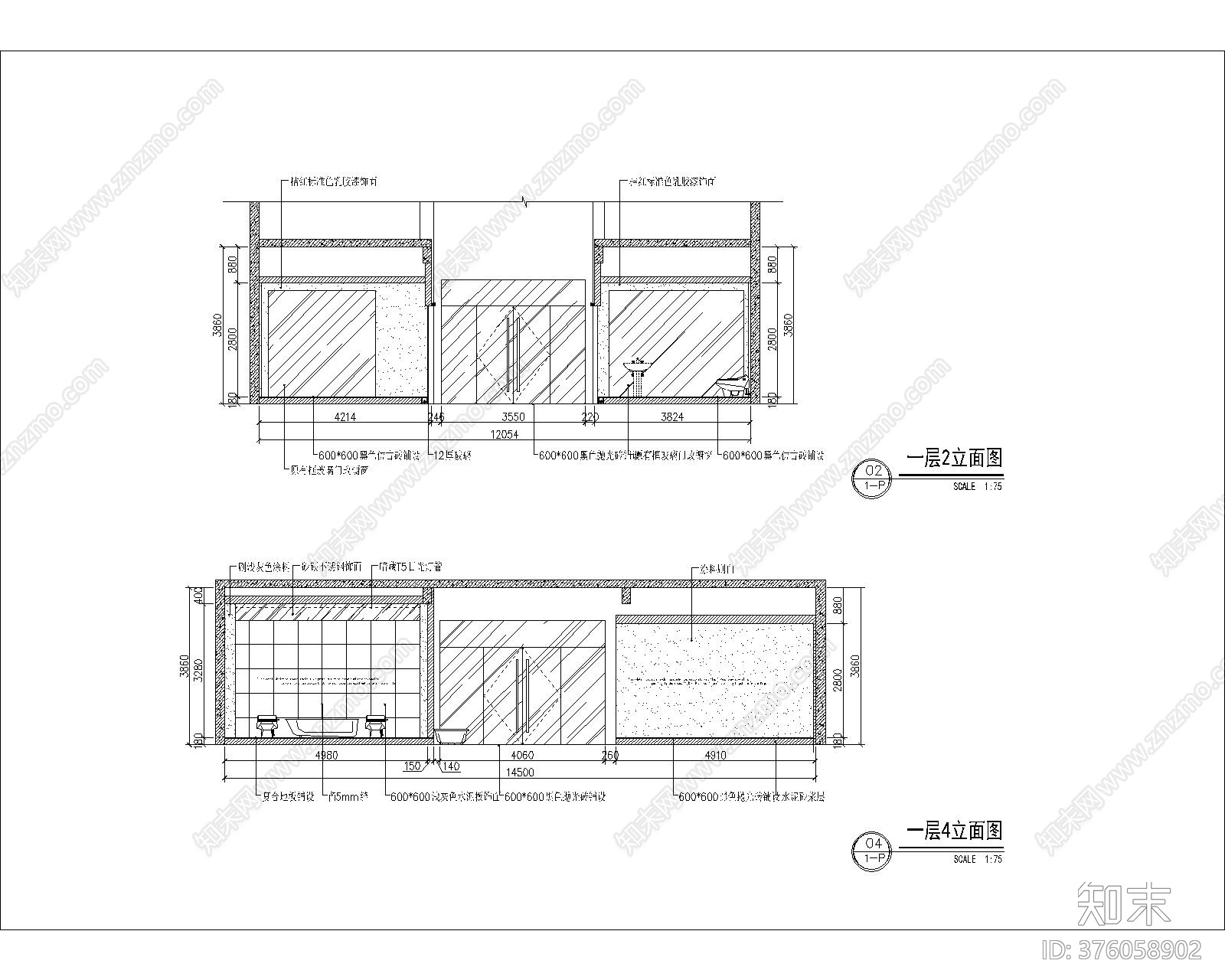 现代洁具专卖店平面图cad施工图下载【ID:376058902】