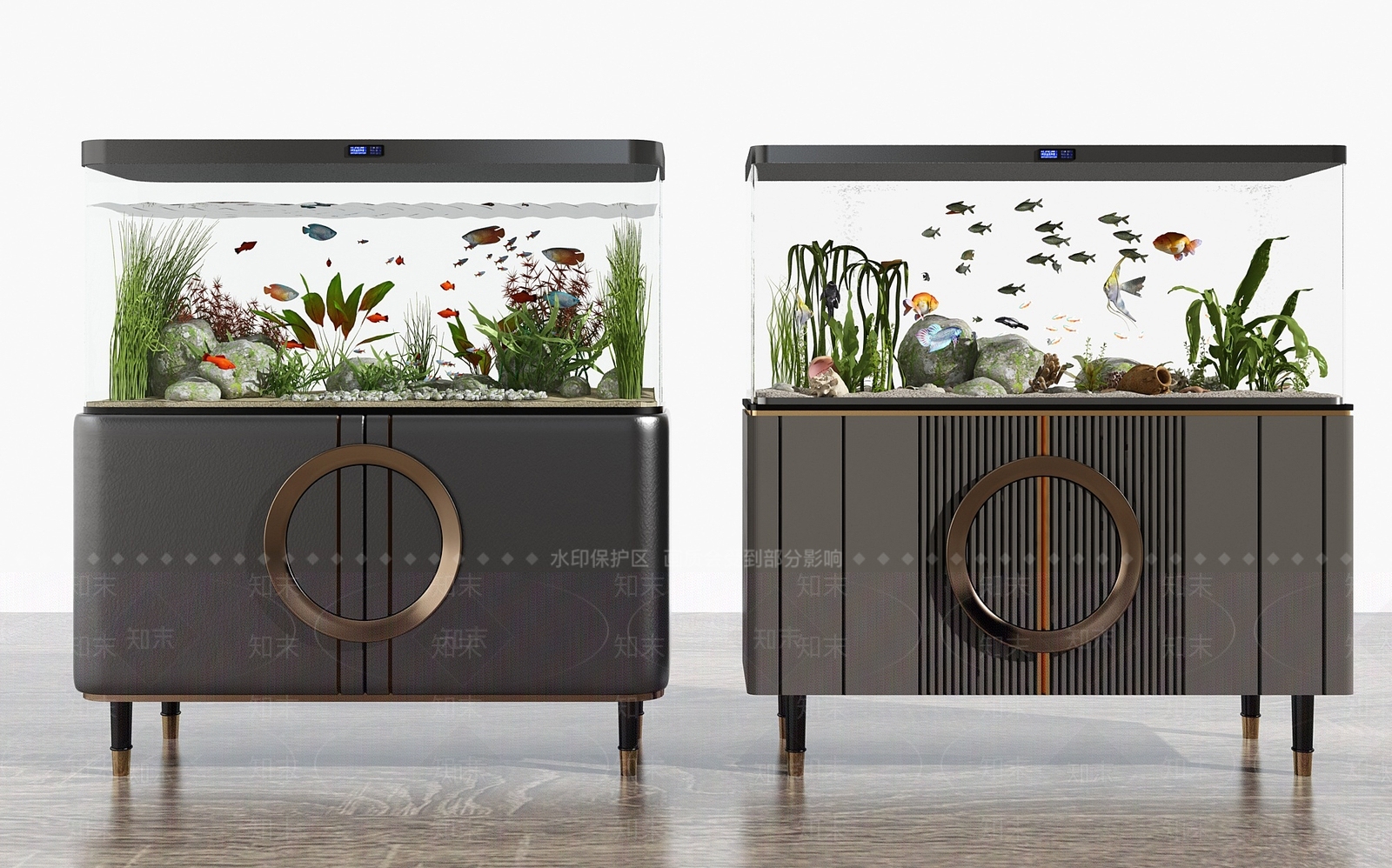 现代鱼缸水族3D模型下载【ID:676116709】