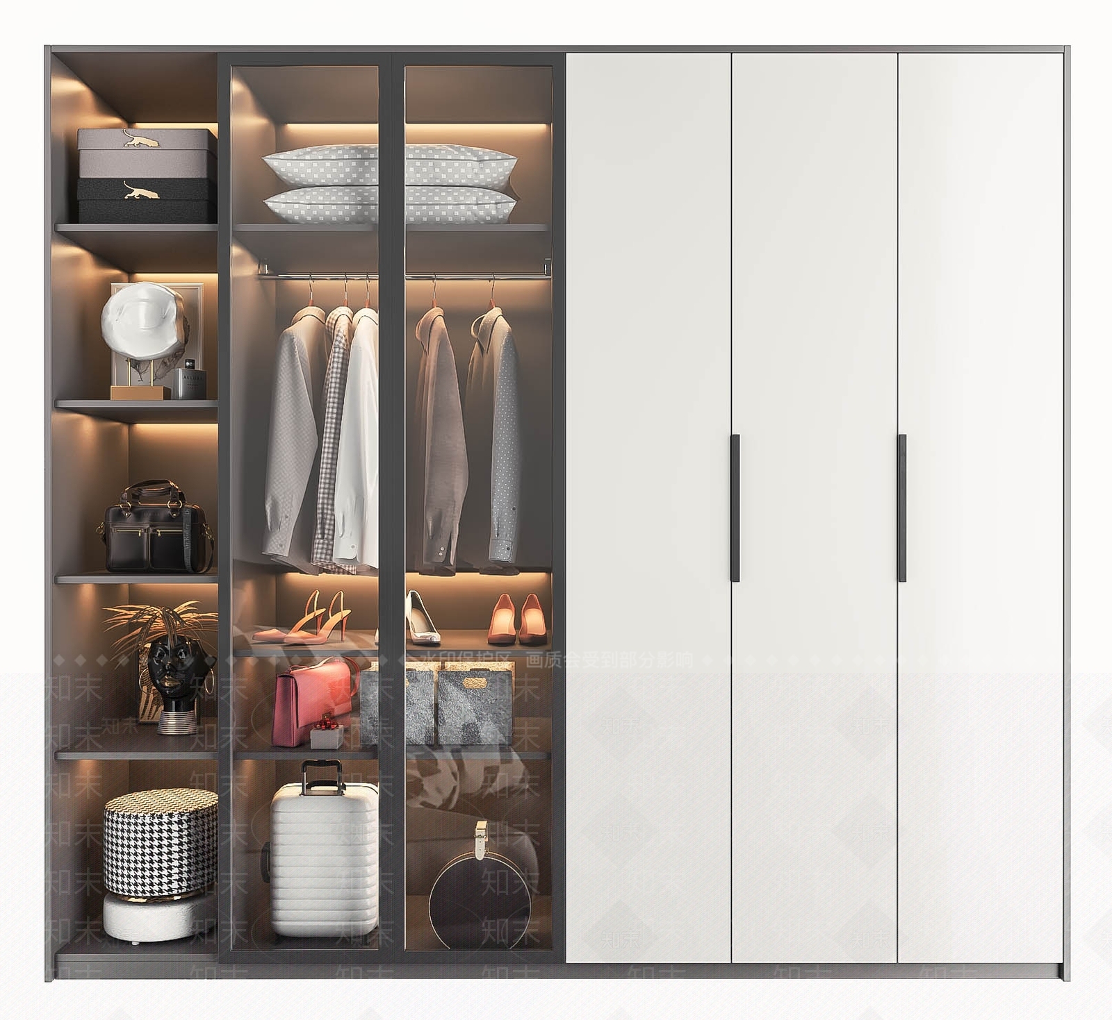 现代简约定制衣柜3D模型下载【ID:976166922】