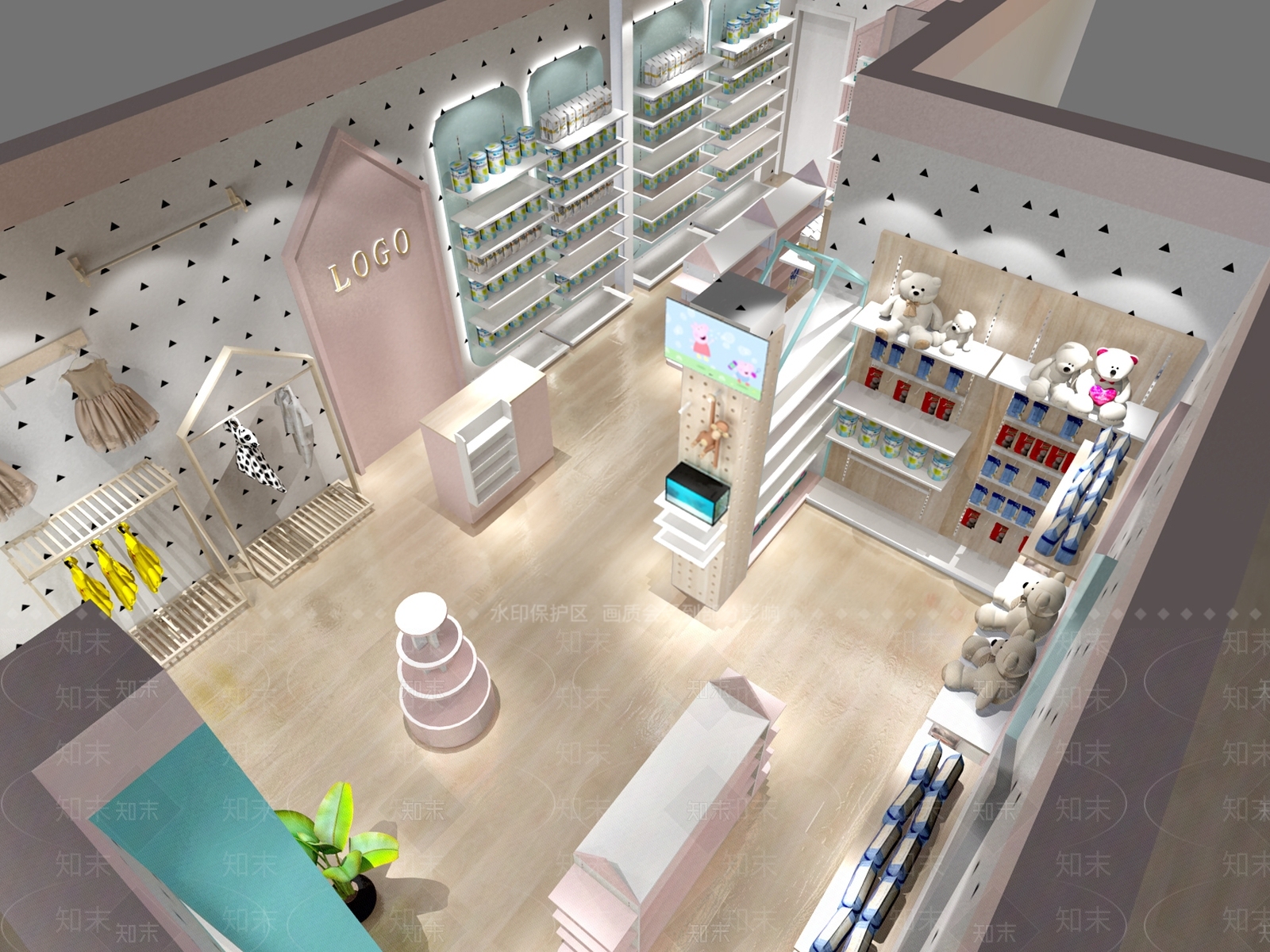 北欧母婴店童装店3D模型下载【ID:376233448】